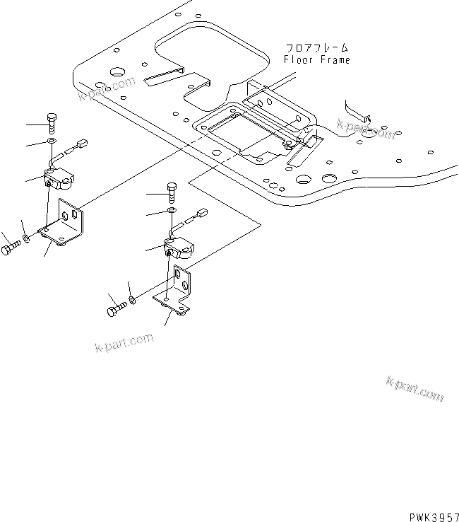 Komatsu parts book diagram for PC35R-8 S/N 35001-UP: FLOOR COVER (TRAVEL ALARM SWITCH) (FOR USA)