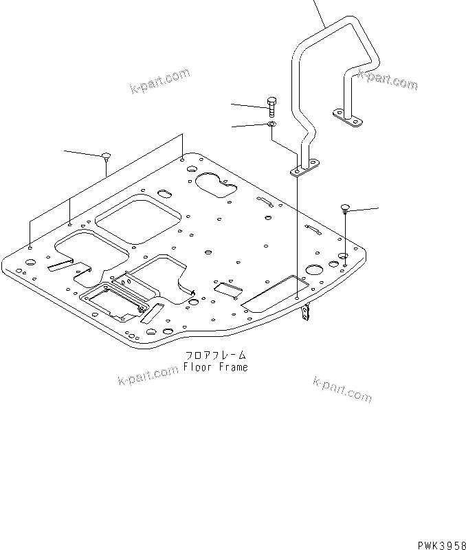 Komatsu parts book diagram for PC35R-8 S/N 35001-UP: HAND RAIL (FOR TOPS CANOPY)