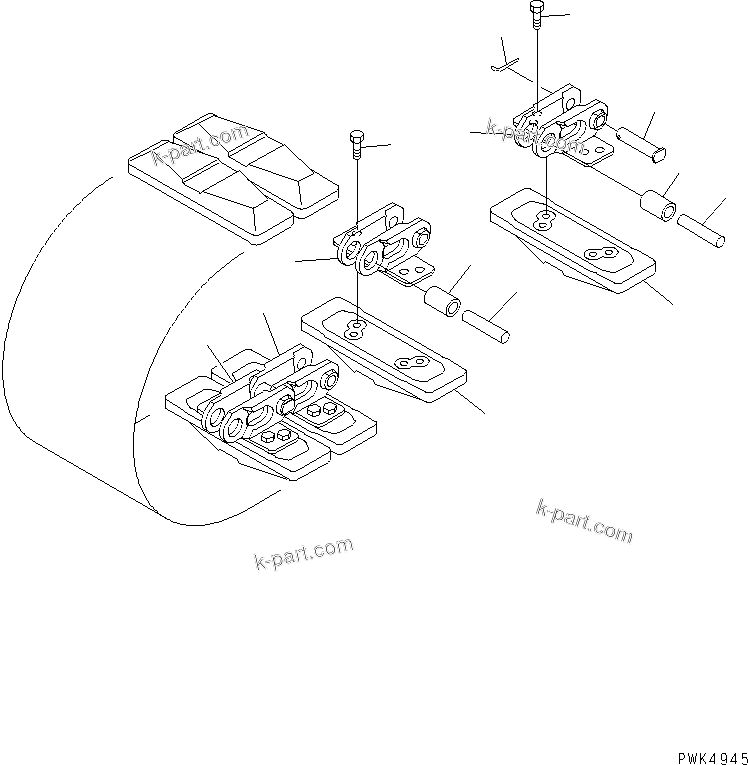 Komatsu parts book diagram for PC35R-8 S/N 35001-UP: RUBBER SHOE (ROAD LINER) (WIDTH 300MM)(#36888-)