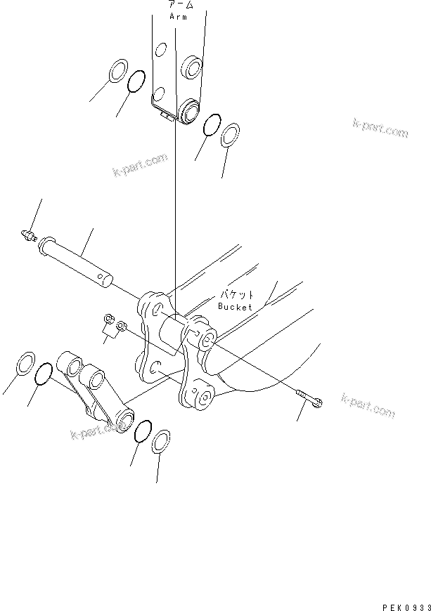 Komatsu parts book diagram for PC35R-8 S/N 35001-UP: BUCKET PIN (FOR 350MM WIDE BUCKET)