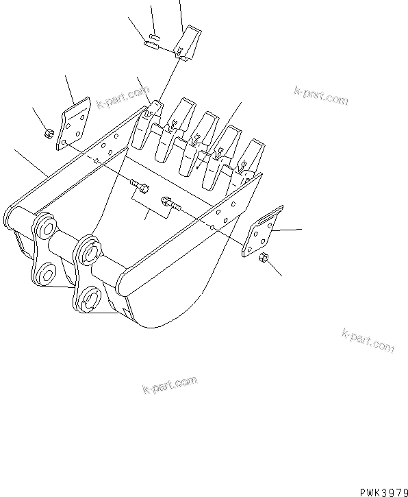 Komatsu parts book diagram for PC35R-8 S/N 35001-UP: BUCKET ? 0.12M3 (MINI 0.22M3) 700MM (VERTICAL PIN TYPE)