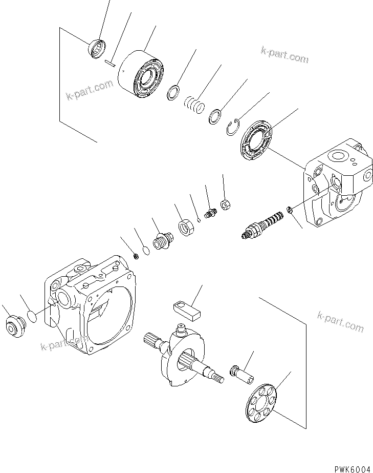 Komatsu parts book diagram for PC35R-8 S/N 35001-UP: MAIN PUMP (2/6)