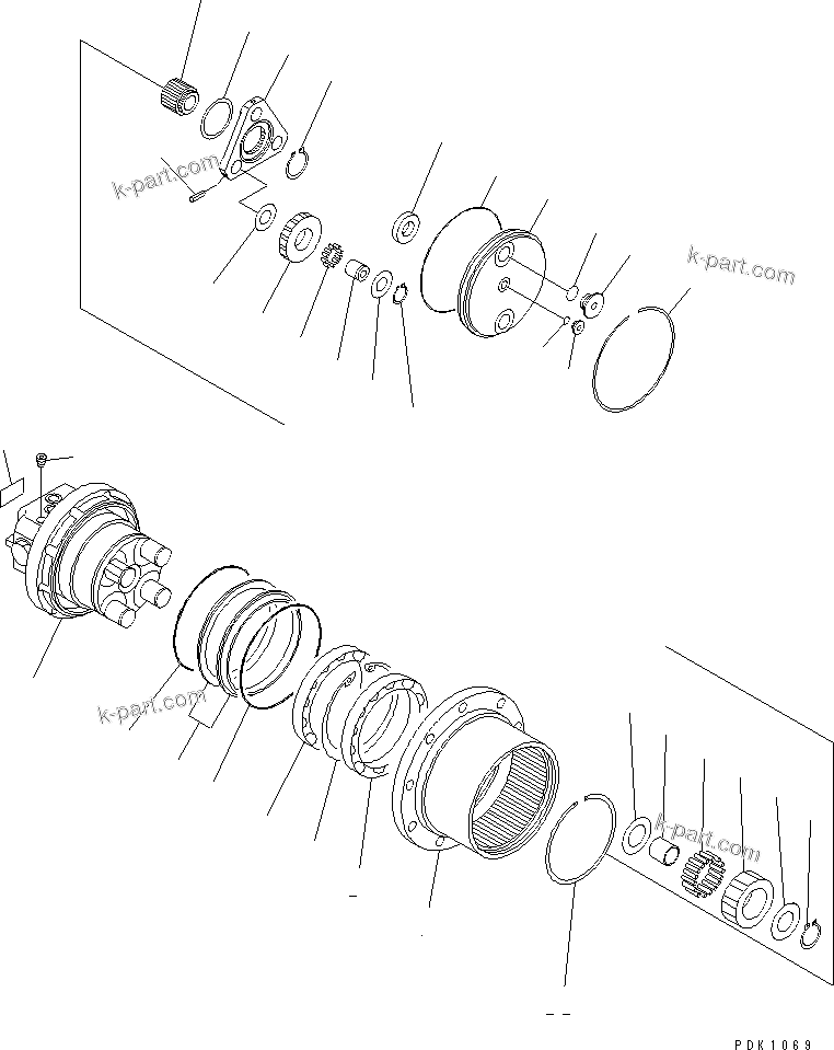 Komatsu parts book diagram for PC35R-8 S/N 35001-UP: TRAVEL MOTOR (1/3)