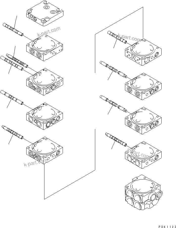 Komatsu parts book diagram for PC35R-8 S/N 35001-UP: MAIN VALVE (8-VALVE) (3/15)