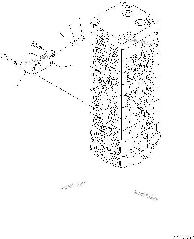 Komatsu parts book diagram for PC35R-8 S/N 35001-UP: MAIN VALVE (8-VALVE) (4/15)