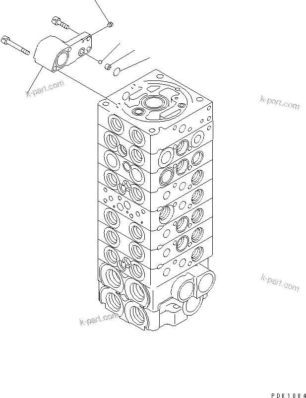 Komatsu parts book diagram for PC35R-8 S/N 35001-UP: MAIN VALVE (8-VALVE) (5/15)