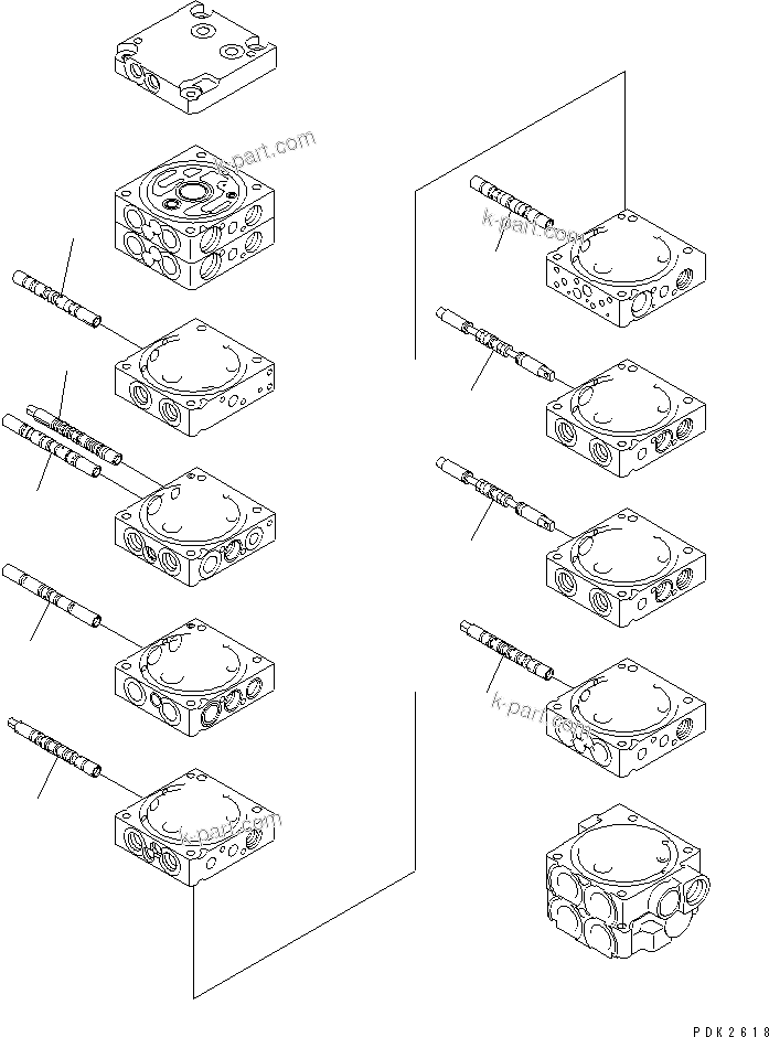 Komatsu parts book diagram for PC35R-8 S/N 35001-UP: MAIN VALVE (10-VALVE) (3/17)