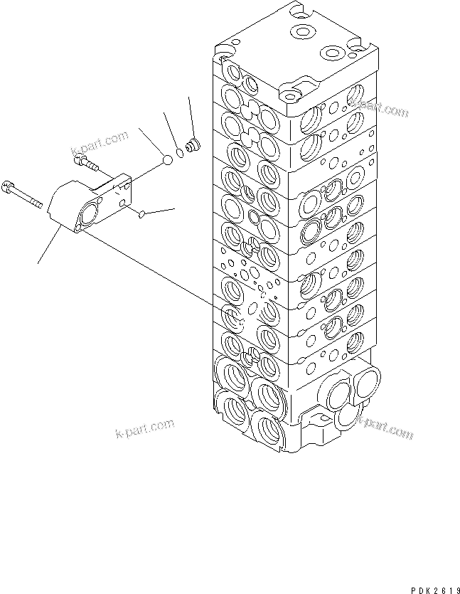 Komatsu parts book diagram for PC35R-8 S/N 35001-UP: MAIN VALVE (10-VALVE) (4/17)