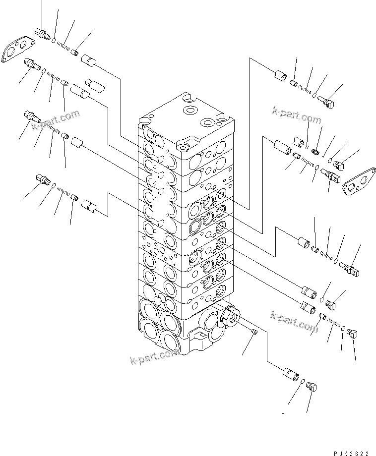 Komatsu parts book diagram for PC35R-8 S/N 35001-UP: MAIN VALVE (10-VALVE) (7/19)