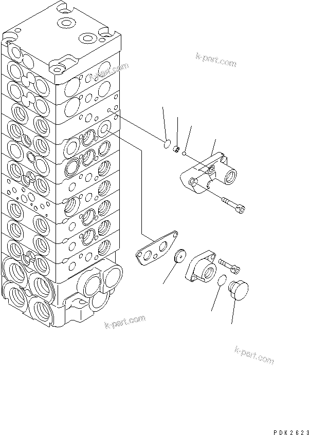 Komatsu parts book diagram for PC35R-8 S/N 35001-UP: MAIN VALVE (10-VALVE) (8/19)