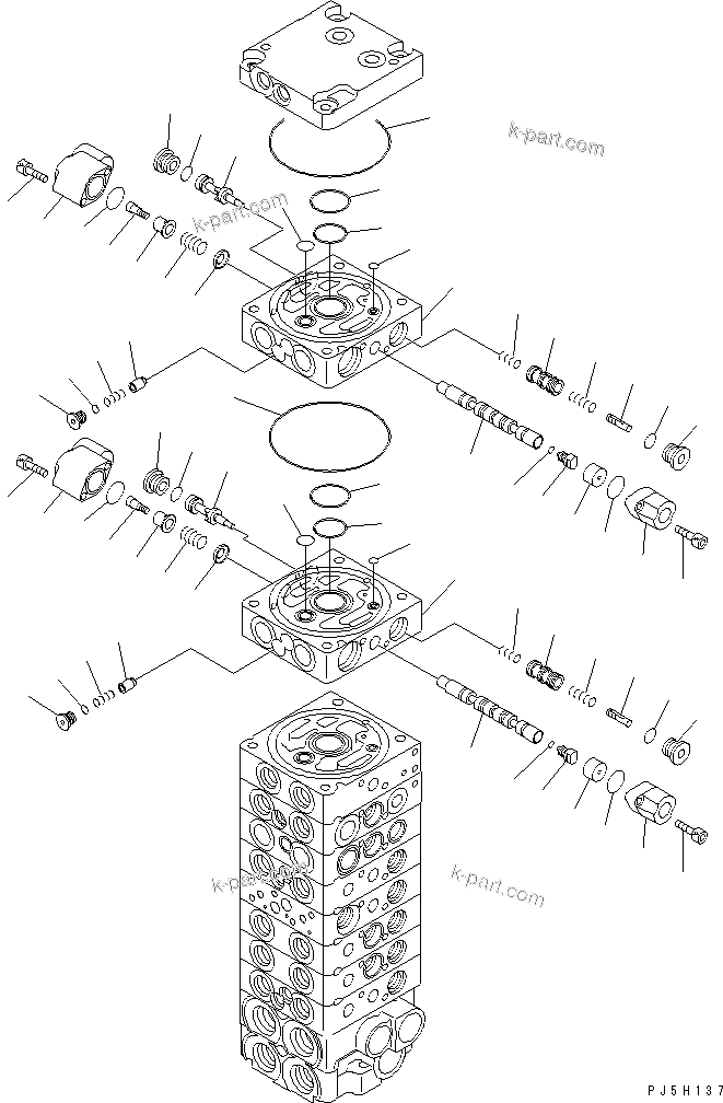 Komatsu parts book diagram for PC35R-8 S/N 35001-UP: MAIN VALVE (10-VALVE) (16/17)