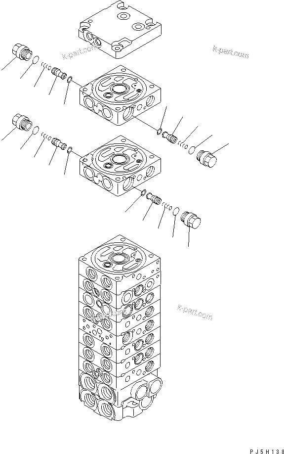 Komatsu parts book diagram for PC35R-8 S/N 35001-UP: MAIN VALVE (10-VALVE) (17/17)