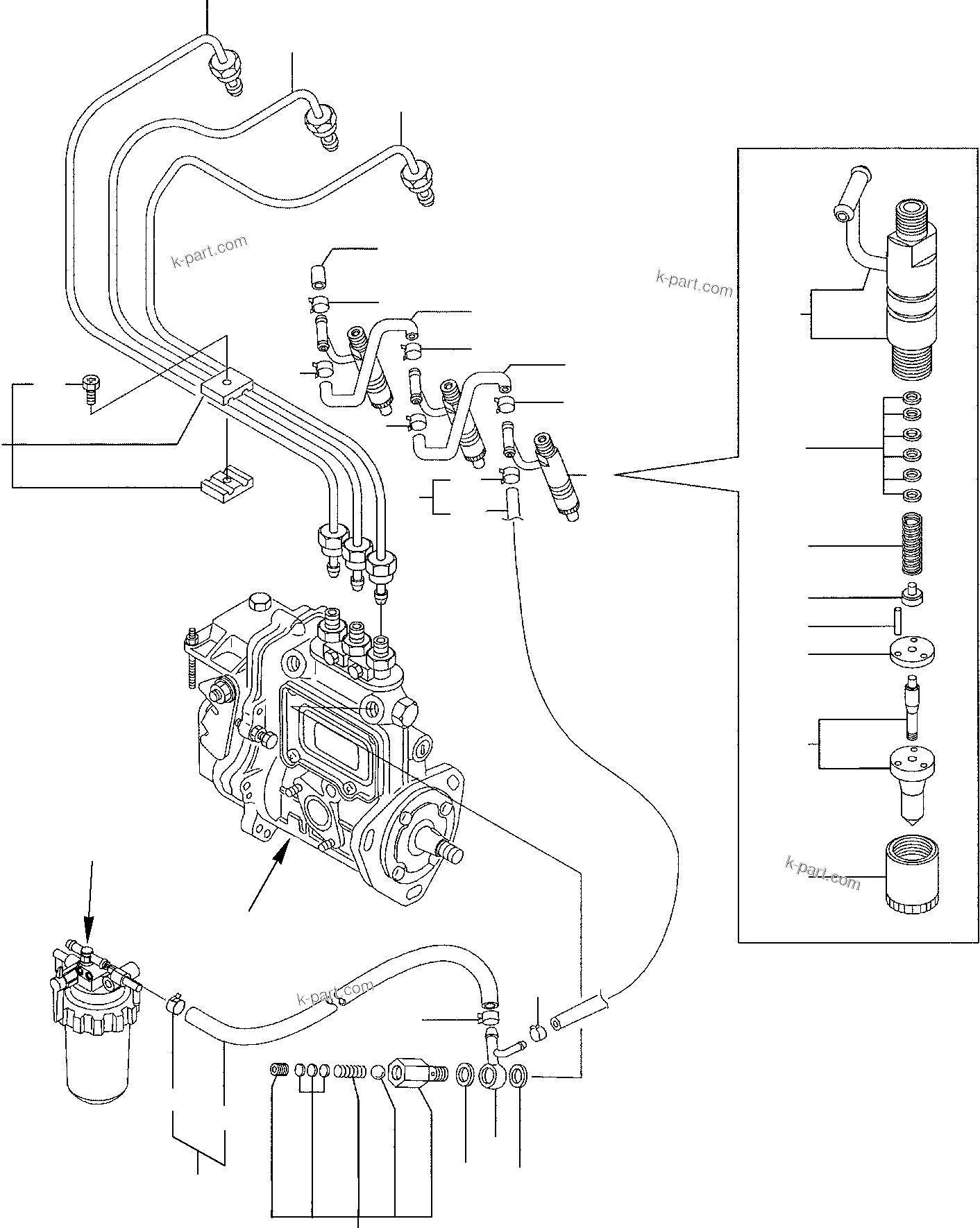 Komatsu parts book diagram for PC35R-8 S/N F20932-Up: FUEL INJECTION LINE