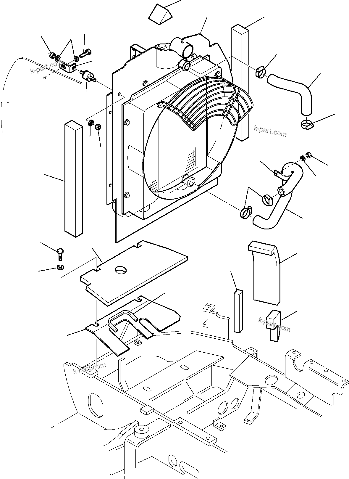 Komatsu parts book diagram for PC35R-8 S/N F20932-Up: RADIATOR (MOUNTING PARTS)