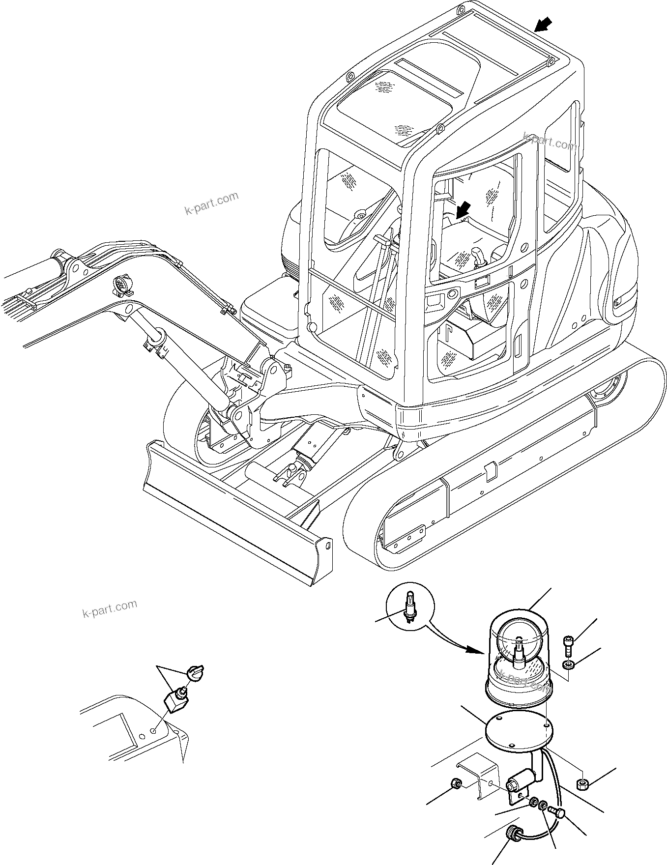 Komatsu parts book diagram for PC35R-8 S/N F20932-Up: ELECTRICAL SYSTEM (ROTARY BEAM LINE) (CABIN)