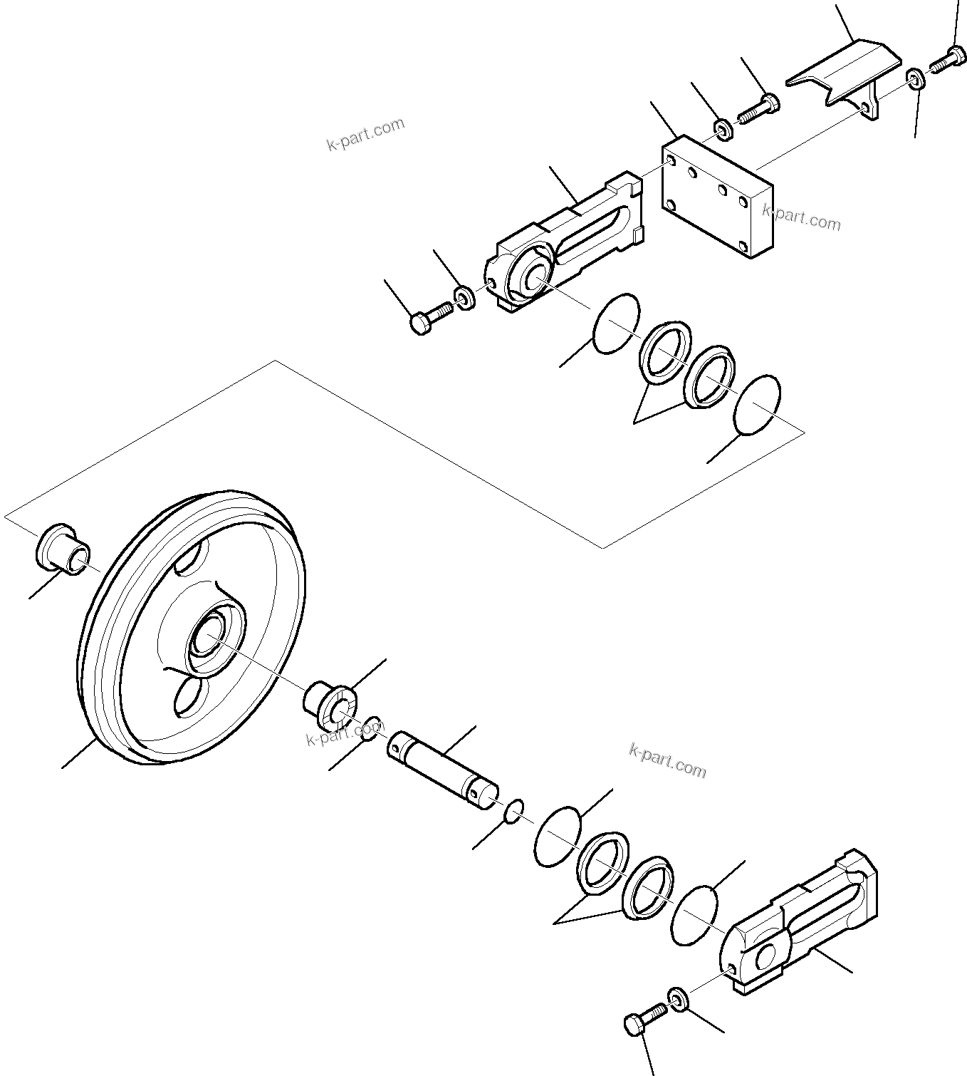 Komatsu parts book diagram for PC35R-8 S/N F20932-Up: IDLER (FOR RUBBER SHOE) (1/2)