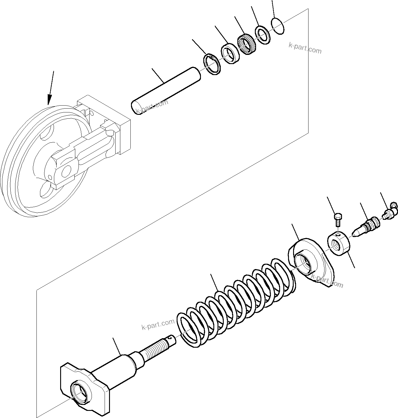 Komatsu parts book diagram for PC35R-8 S/N F20932-Up: IDLER (FOR RUBBER SHOE) (2/2)