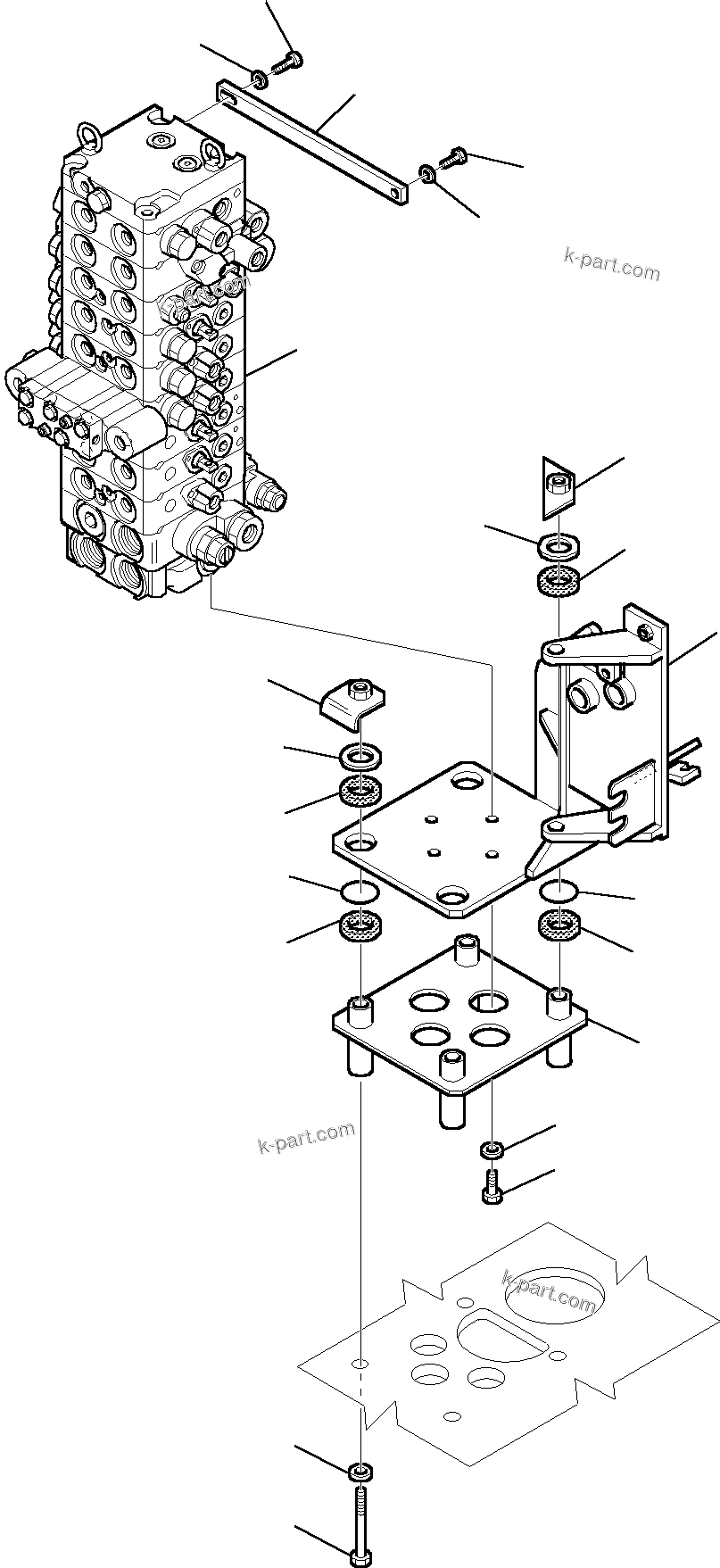 Komatsu parts book diagram for PC35R-8 S/N F20932-Up: CONTROL VALVE (MOUNTING PARTS)