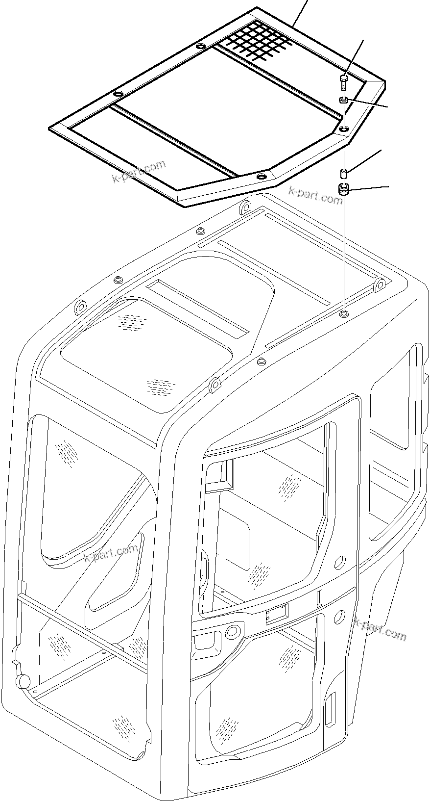 Komatsu parts book diagram for PC35R-8 S/N F20932-Up: TOP GUARD (CABIN)