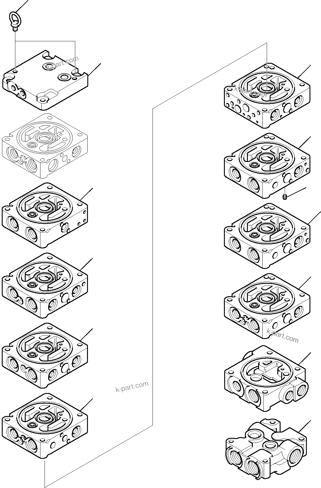 Komatsu parts book diagram for PC35R-8 S/N F20932-Up: CONTROL VALVE (1/18)