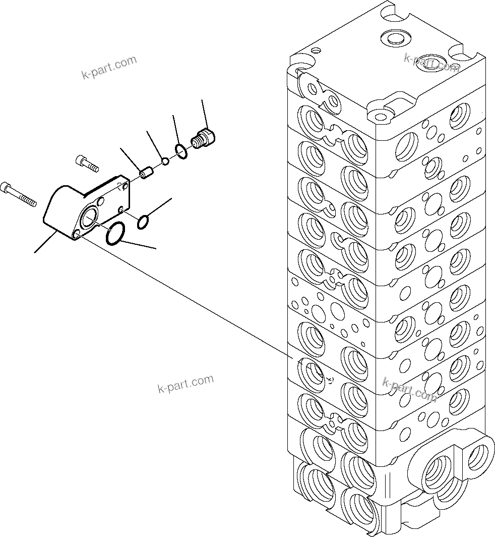 Komatsu parts book diagram for PC35R-8 S/N F20932-Up: CONTROL VALVE (4/18)