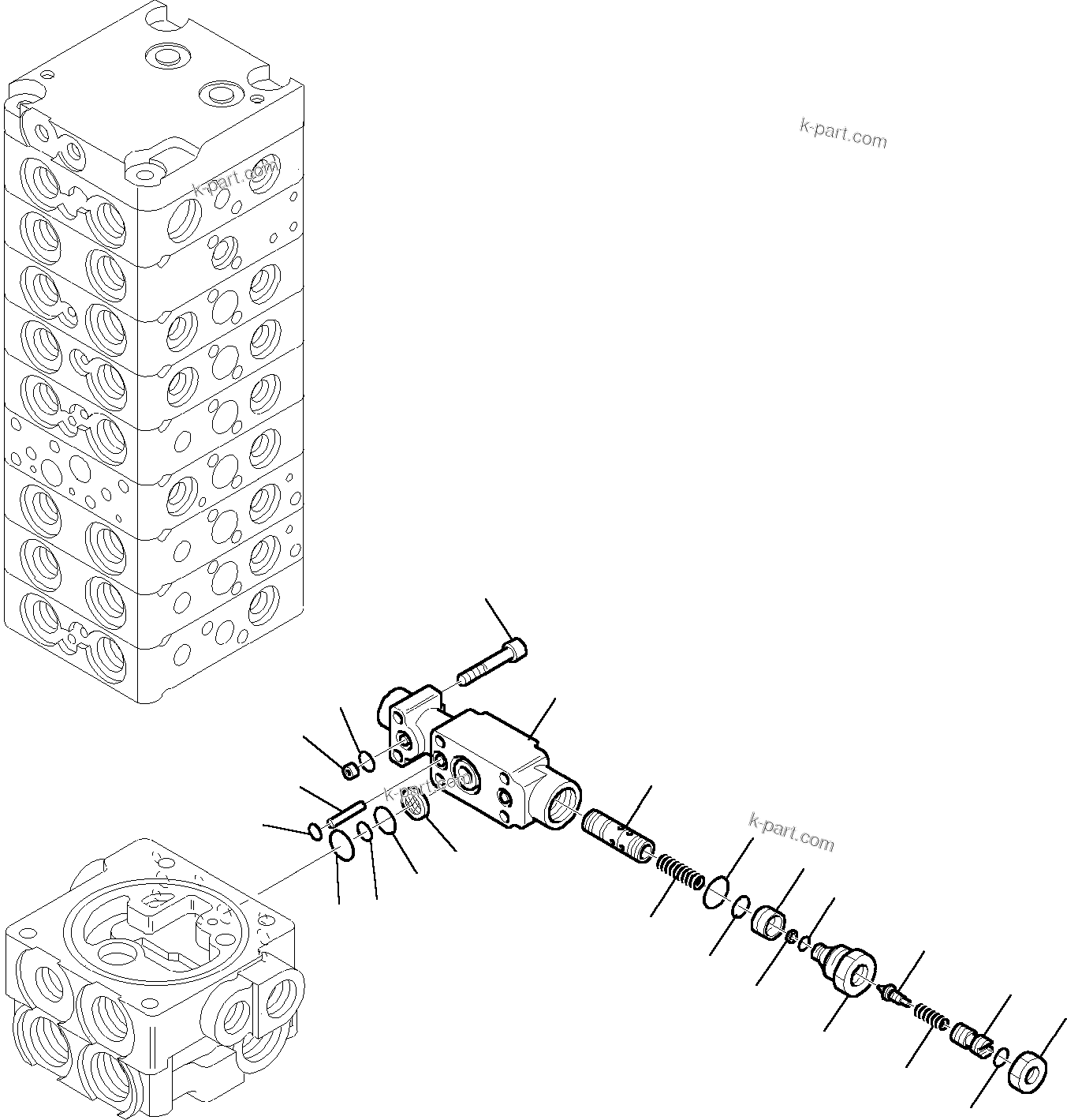 Komatsu parts book diagram for PC35R-8 S/N F20932-Up: CONTROL VALVE (12/18)