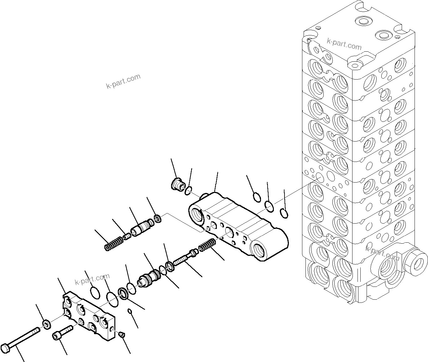 Komatsu parts book diagram for PC35R-8 S/N F20932-Up: CONTROL VALVE (13/18)