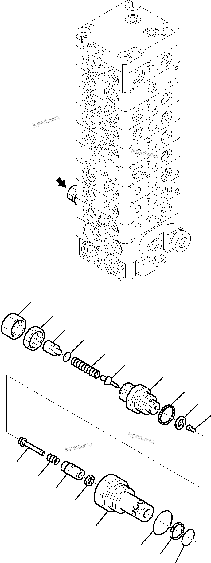 Komatsu parts book diagram for PC35R-8 S/N F20932-Up: CONTROL VALVE (14/18)