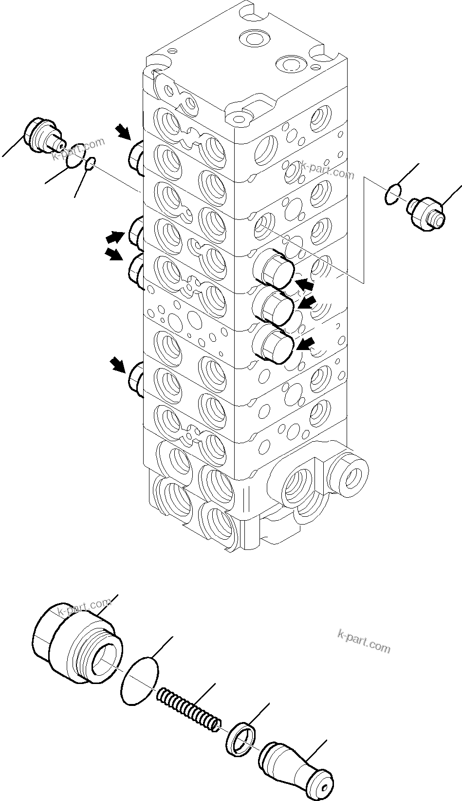 Komatsu parts book diagram for PC35R-8 S/N F20932-Up: CONTROL VALVE (16/18)