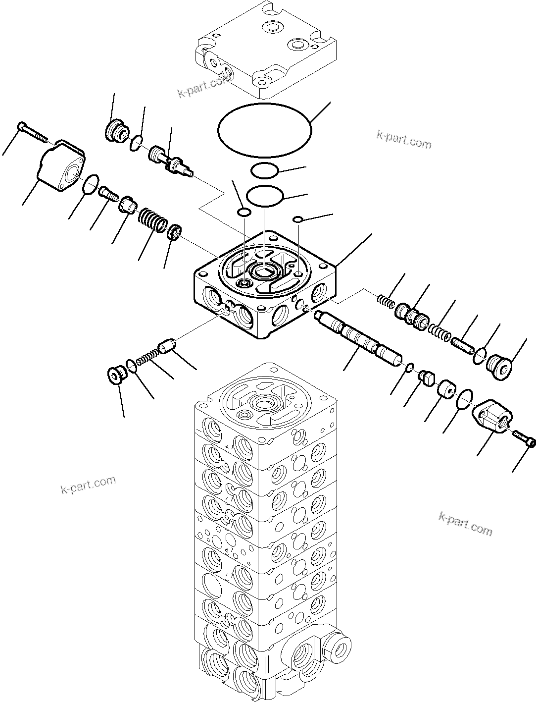 Komatsu parts book diagram for PC35R-8 S/N F20932-Up: CONTROL VALVE (17/18)