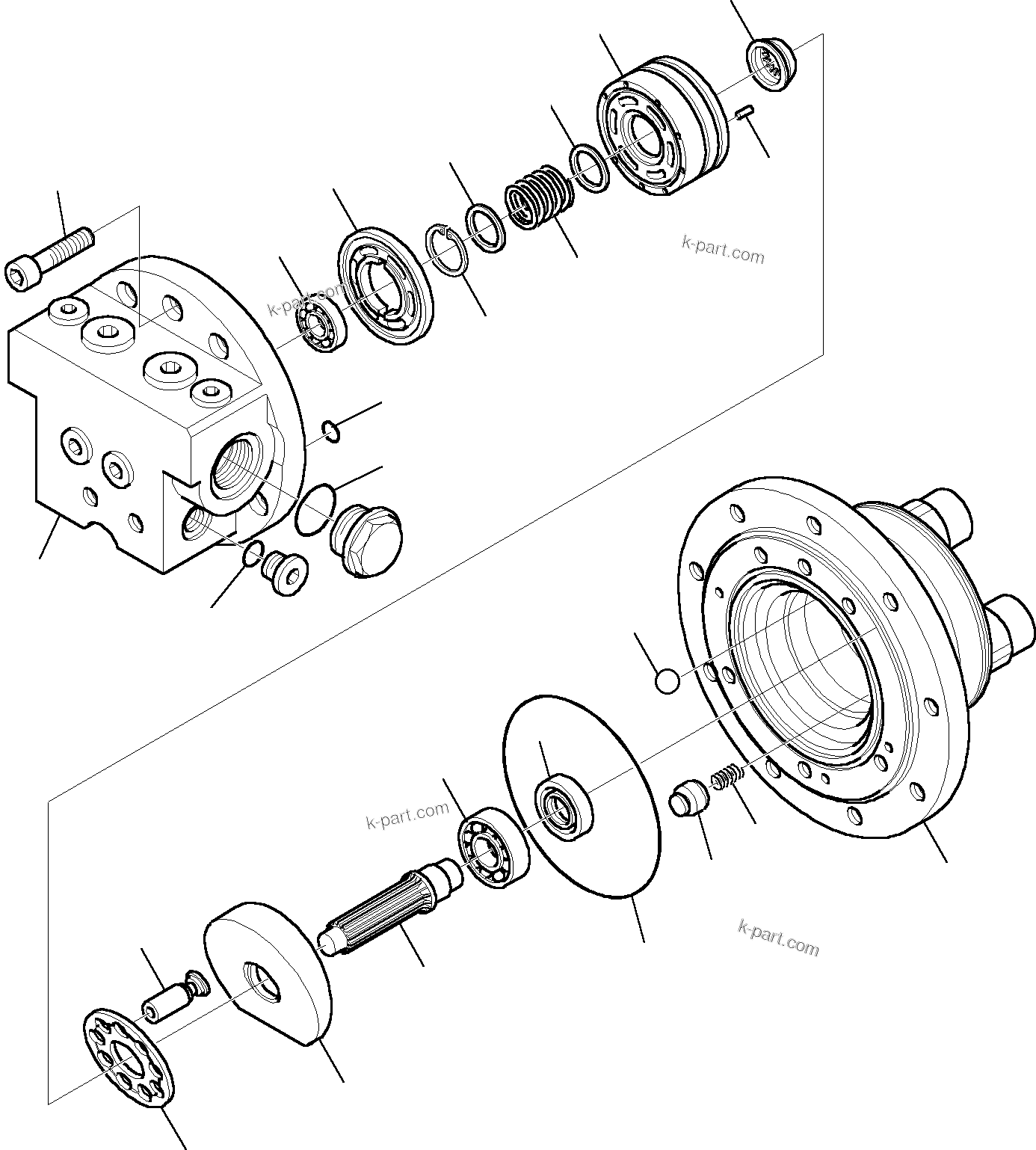 Komatsu parts book diagram for PC35R-8 S/N F20932-Up: TRAVEL MOTOR (1/2)