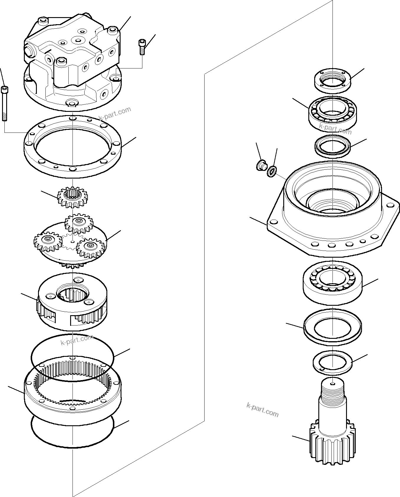 Komatsu parts book diagram for PC35R-8 S/N F20932-Up: SWING MOTOR (1/2)