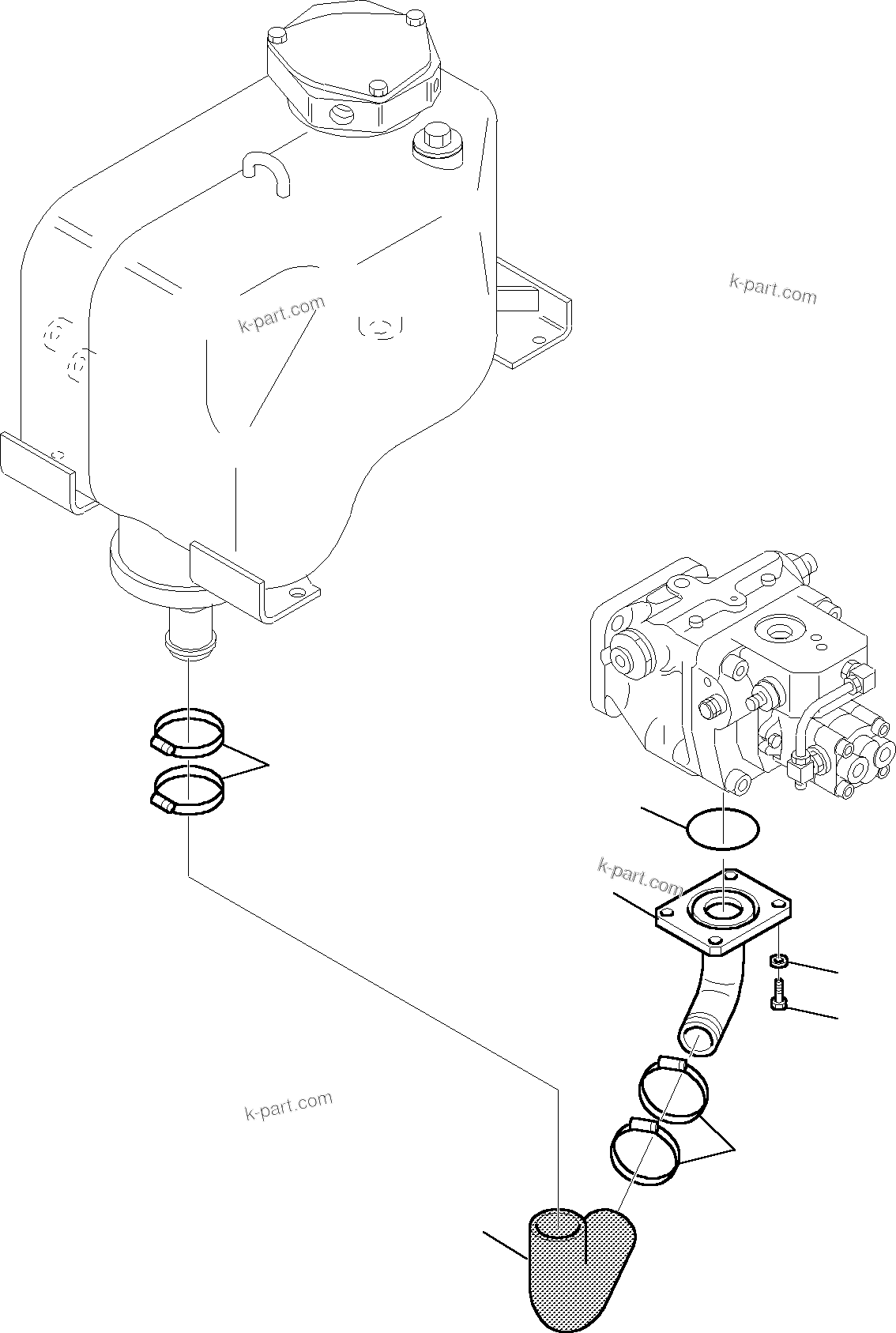 Komatsu parts book diagram for PC35R-8 S/N F20932-Up: HYDRAULIC PIPING (SUCTION LINE)