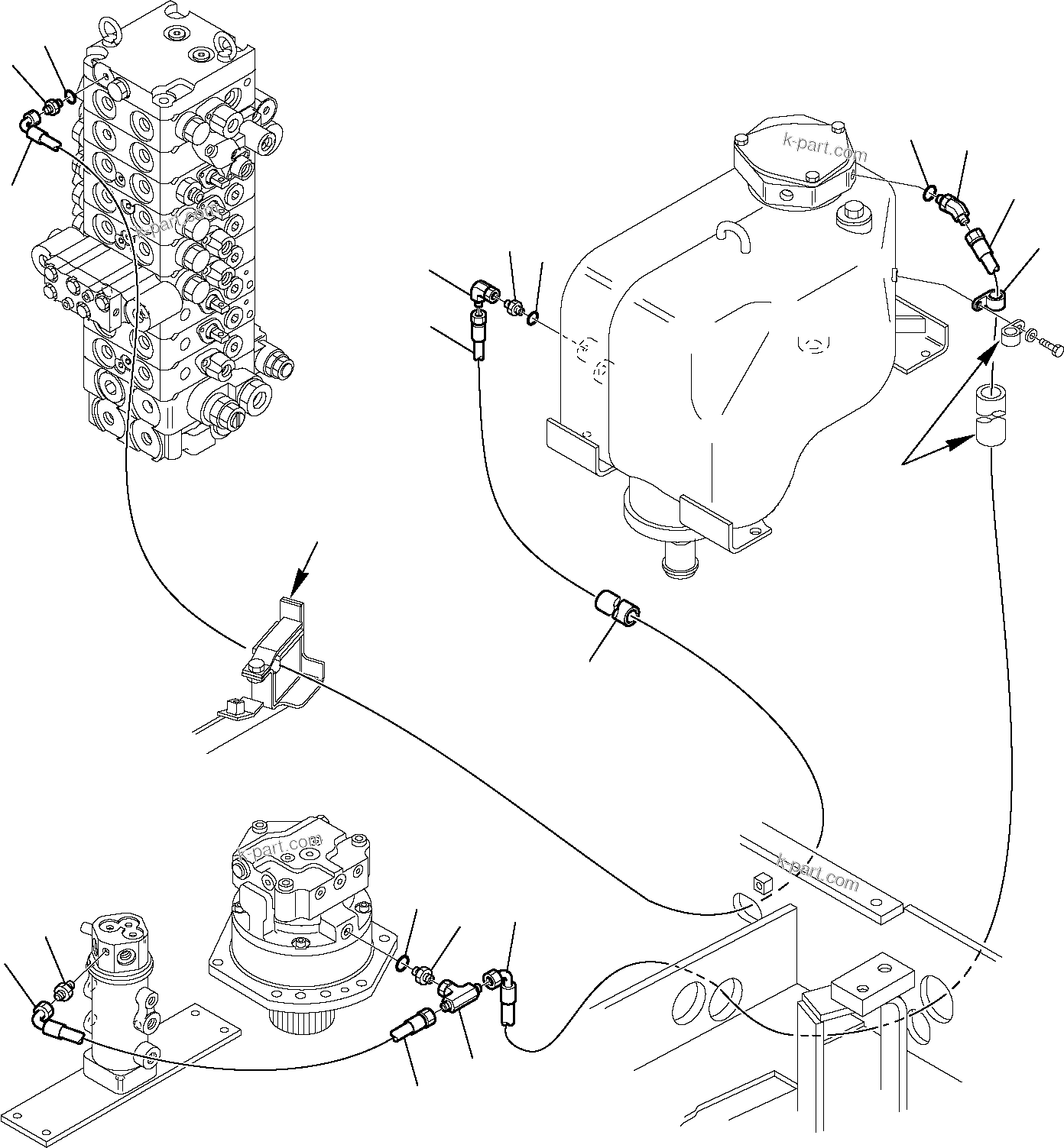 Komatsu parts book diagram for PC35R-8 S/N F20932-Up: HYDRAULIC PIPING (DRAIN)