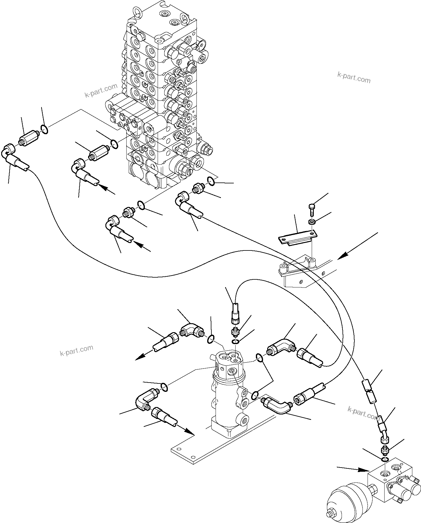 Komatsu parts book diagram for PC35R-8 S/N F20932-Up: HYDRAULIC PIPING (TRAVEL MOTOR LINE) (UPPER)