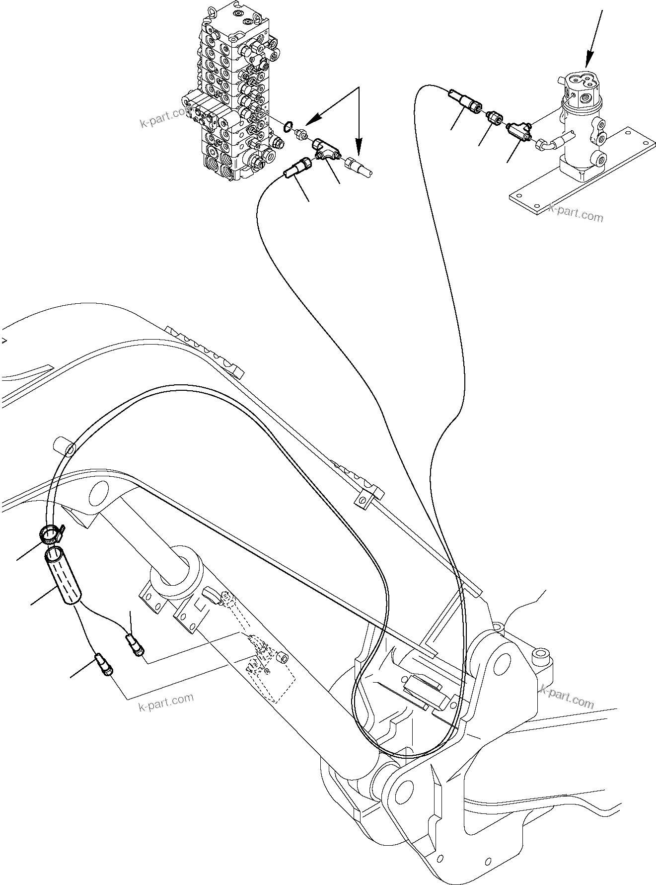 Komatsu parts book diagram for PC35R-8 S/N F20932-Up: HYDRAULIC PIPING (BOOM CYLINDER LINE) (SAFETY VALVE) (2/3)