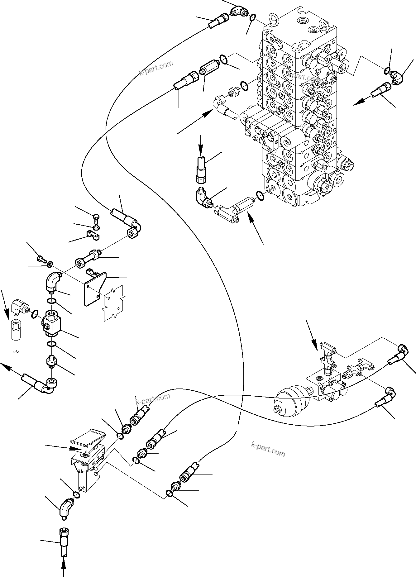 Komatsu parts book diagram for PC35R-8 S/N F20932-Up: HYDRAULIC PIPING (ATTACHMENT LINE) (1/3)