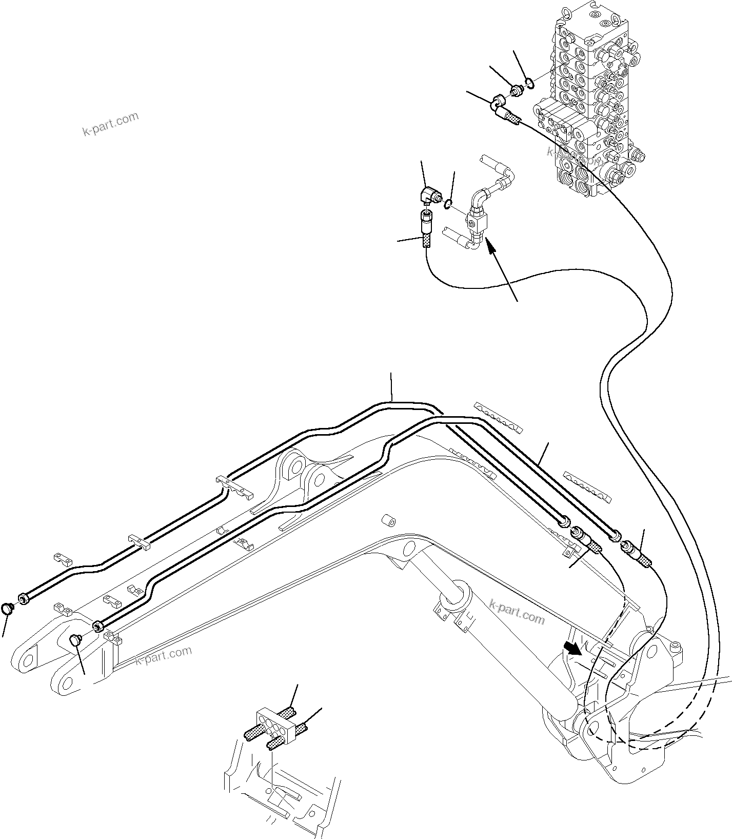 Komatsu parts book diagram for PC35R-8 S/N F20932-Up: HYDRAULIC PIPING (FOR ATTACHMENT) (2/3)