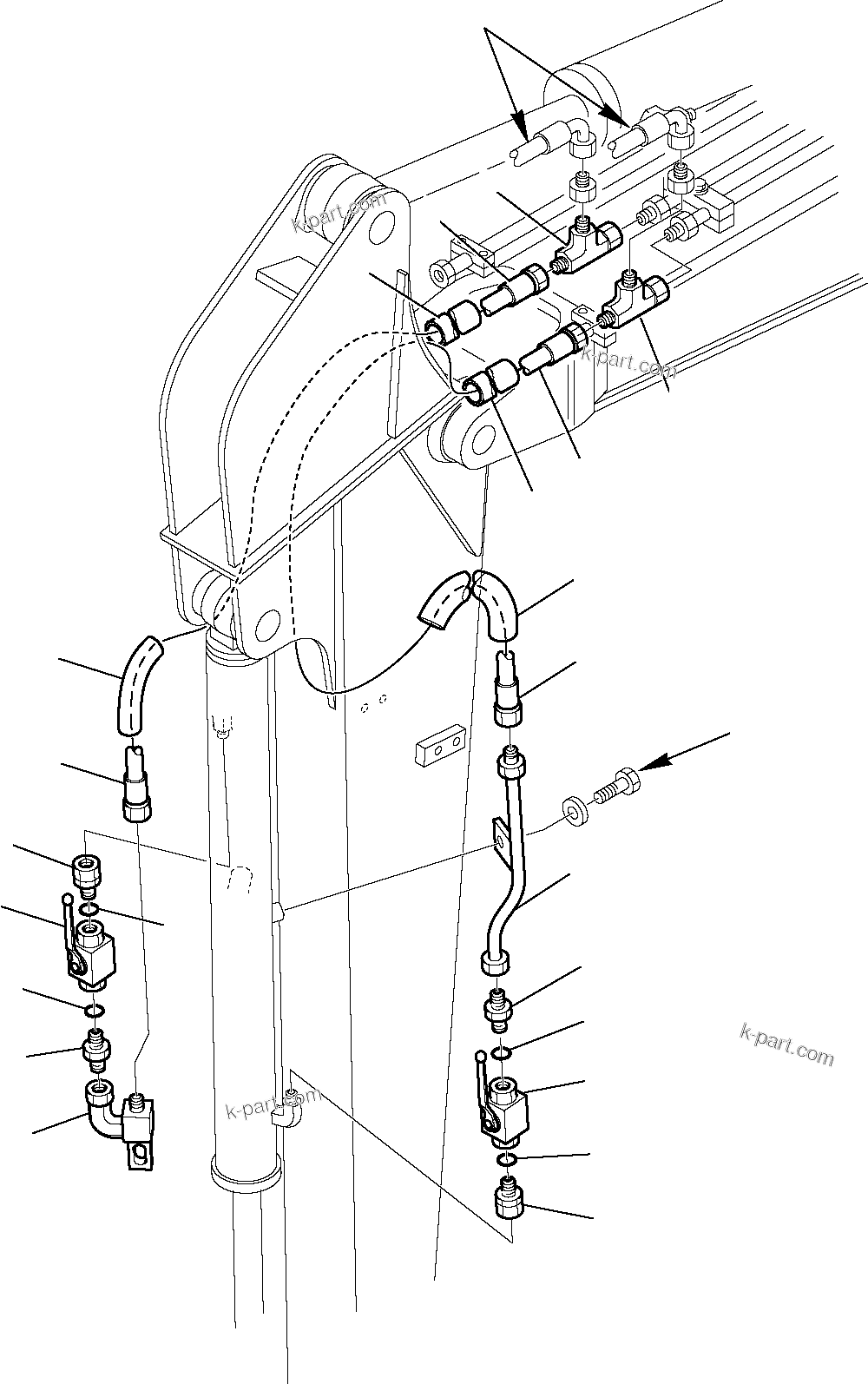 Komatsu parts book diagram for PC35R-8 S/N F20932-Up: HYDRAULIC PIPING (BUCKET CYLINDER LINE) (1/2)