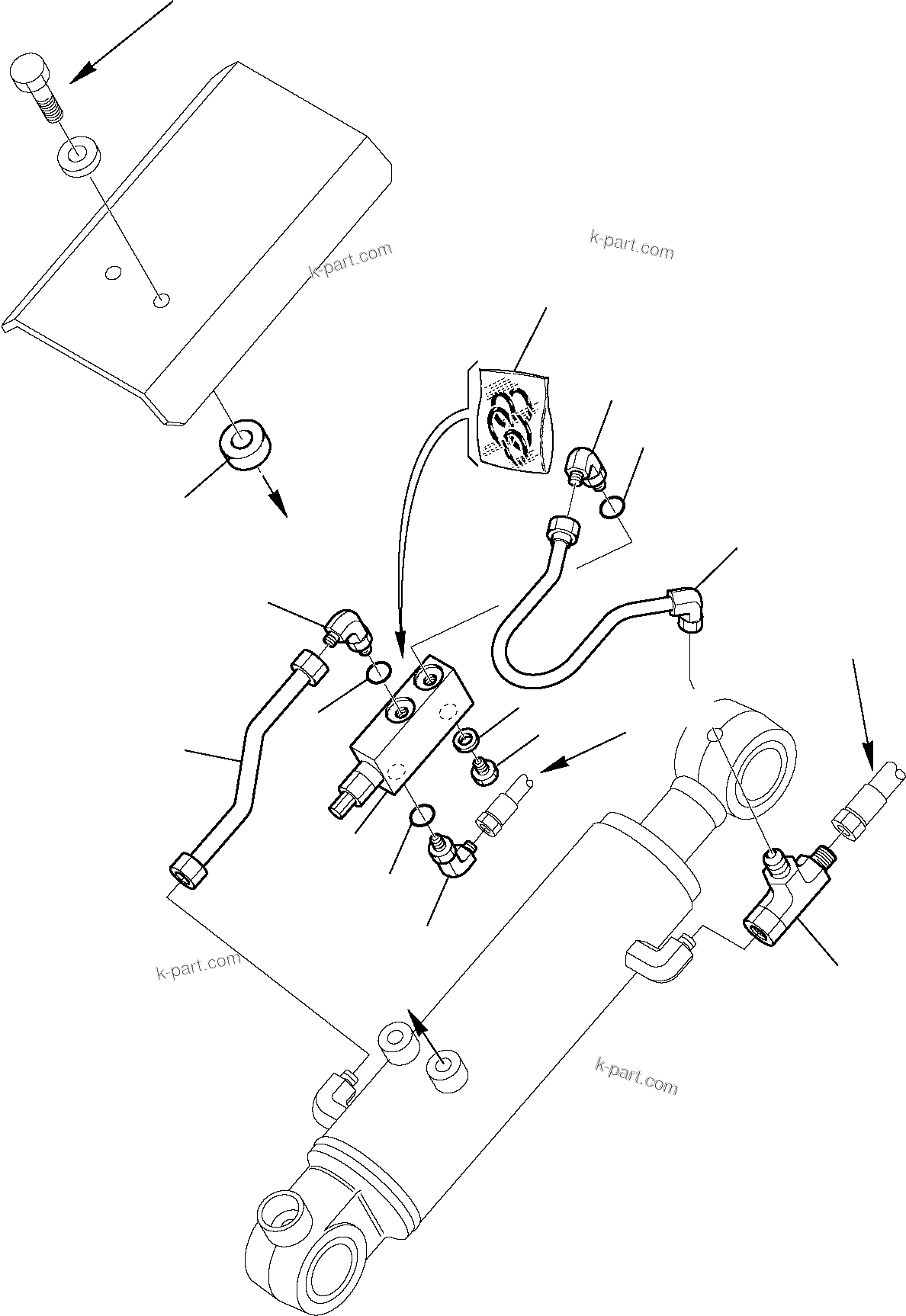 Komatsu parts book diagram for PC35R-8 S/N F20932-Up: HYDRAULIC PIPING (BLADE LINE) (SAFETY VALVE)