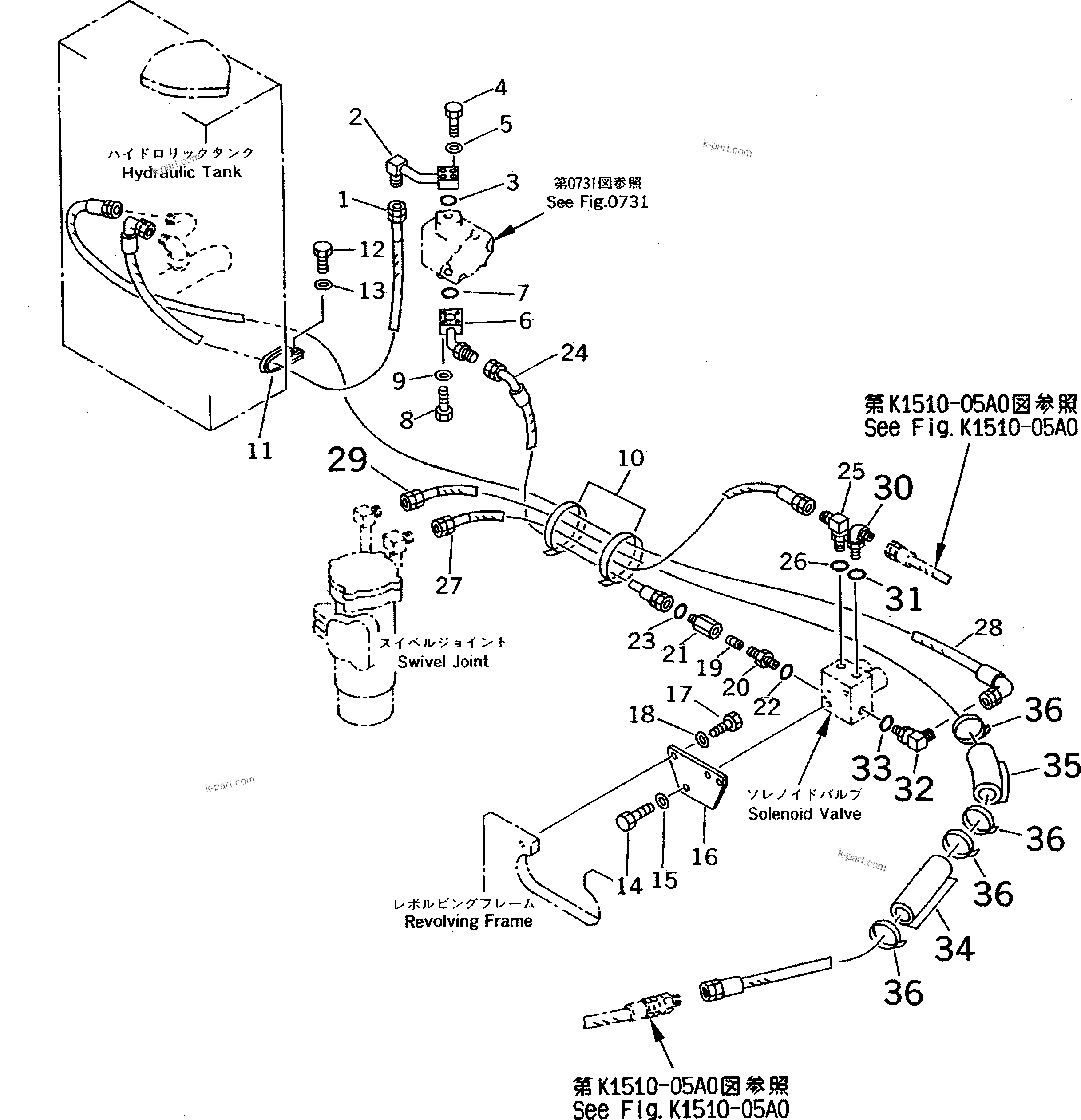 Komatsu parts book diagram for PC38UU-2 S/N 3001-UP: P.P.C. MAIN LINE (PUMP LINE)(#3001-4482)