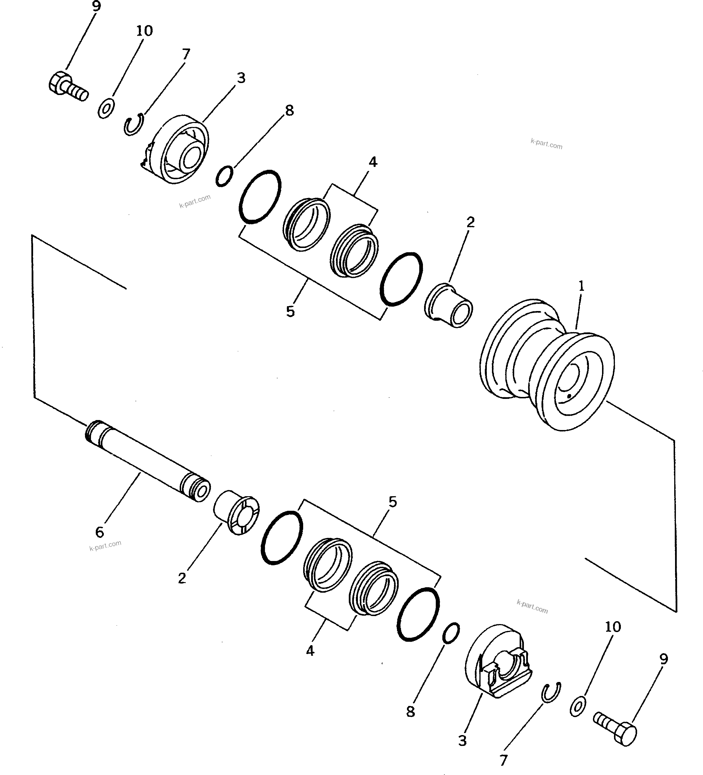 Komatsu parts book diagram for PC38UU-2 S/N 3001-UP: TRACK ROLLER (FOR STEEL SHOE)(#3001-4482)