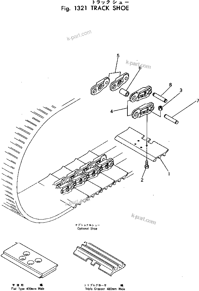 Komatsu parts book diagram for PC40-2 S/N 4501-UP: TRACK SHOE