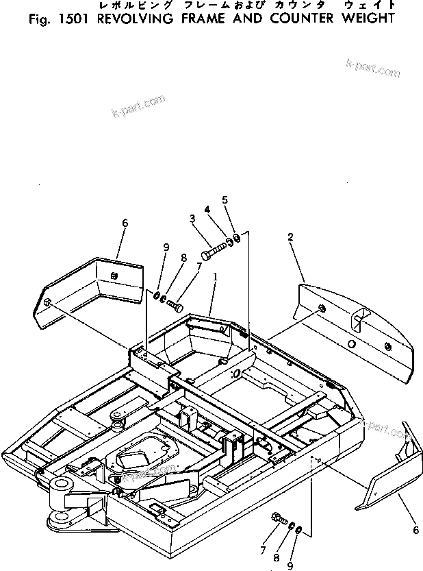 Komatsu parts book diagram for PC40-2 S/N 4501-UP: REVOLVING FRAME AND COUNTER WEIGHT