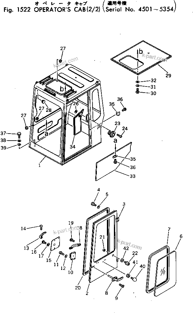 Komatsu parts book diagram for PC40-2 S/N 4501-UP: OPERATOR'S CAB (2/2)(#4501-5354)