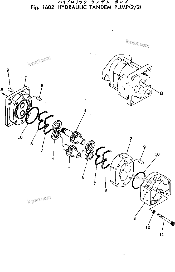 Komatsu parts book diagram for PC40-2 S/N 4501-UP: HYDRAULIC TANDEM PUMP (2/2)
