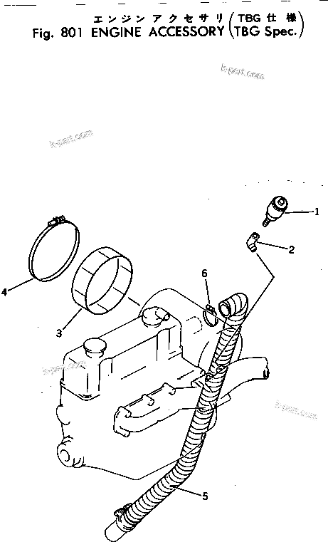 Komatsu parts book diagram for PC40-2 S/N 4501-UP: ENGINE ACCESSORY (TBG SPEC.)