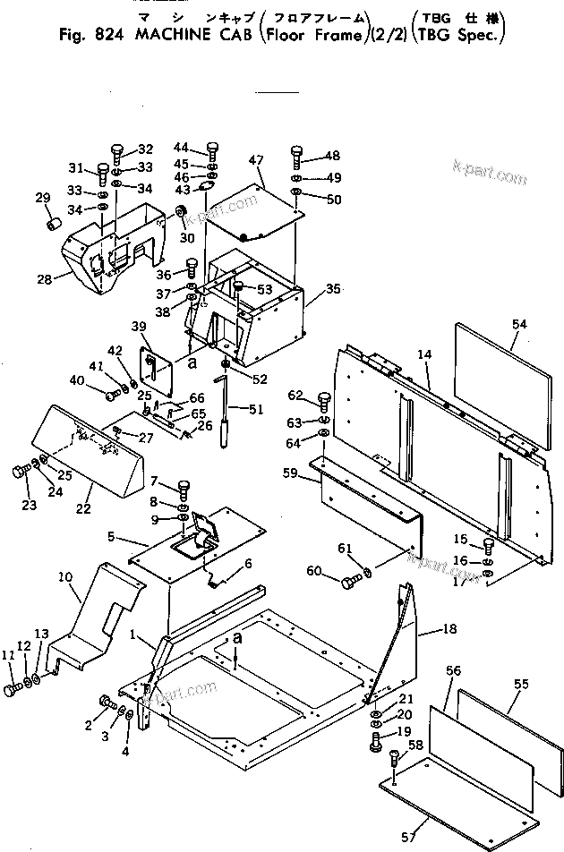 Komatsu parts book diagram for PC40-2 S/N 4501-UP: MACHINE CAB (FLOOR FRAME) (2/2) (TBG SPEC.)