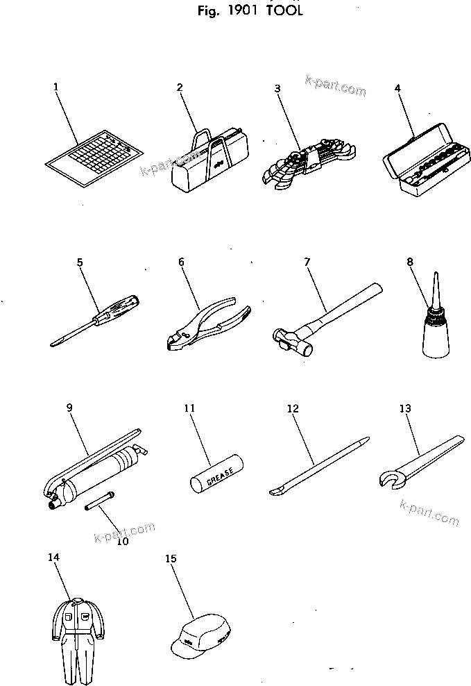 Komatsu parts book diagram for PC40-2 S/N 4501-UP: TOOL