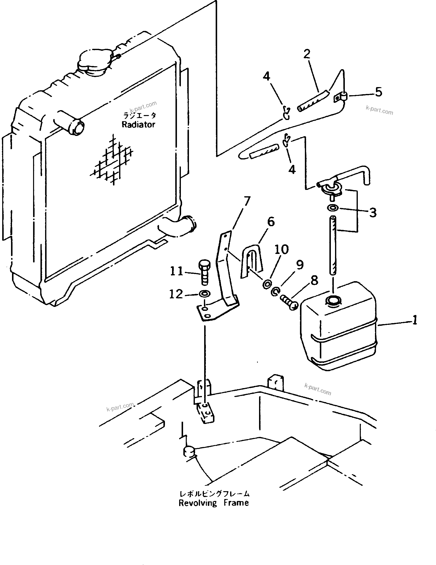 Komatsu parts book diagram for PC40-7 S/N 18001-UP: RESERVE TANK AND PIPING